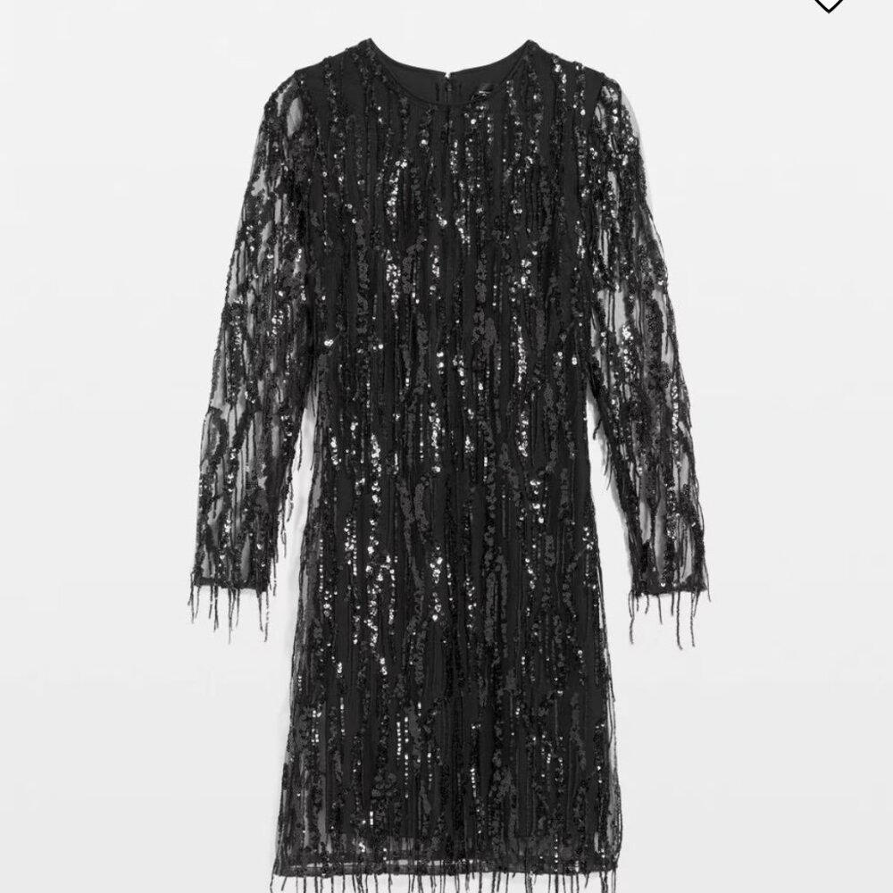 nwt $200 white house black market sequin fringe dress 6 - Picture 3 of 3